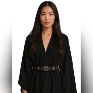 Modern & Elegant Women's 100% Cashmere Black Wrap Shawl Fall & Winter